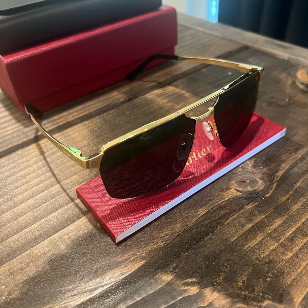 Cartier Gold Frame Sunglasses with Dark Lenses